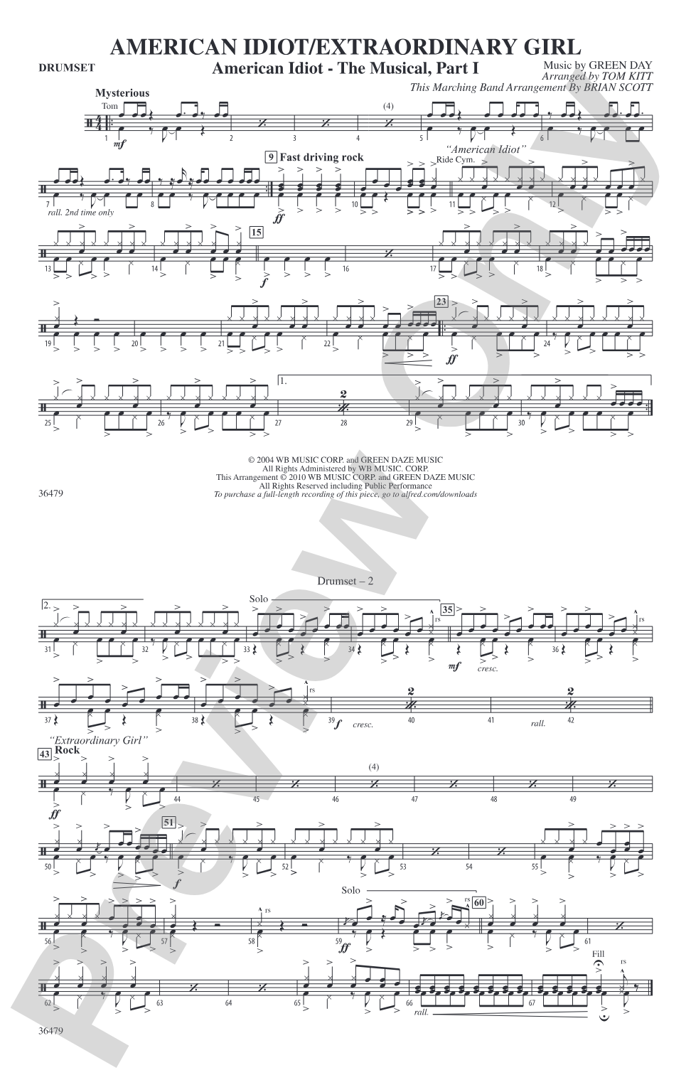 American Idiot / Extraordinary Girl: Drumset