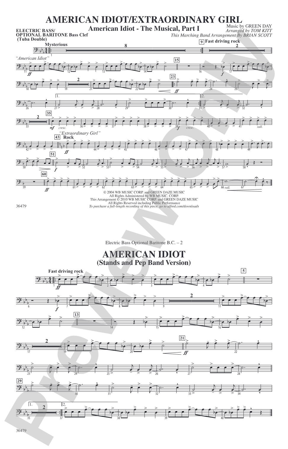 American Idiot / Extraordinary Girl: Electric Bass