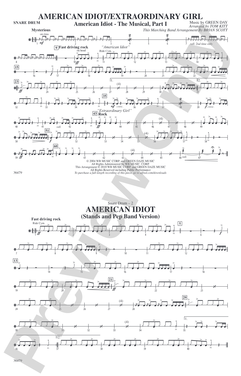 American Idiot / Extraordinary Girl: Snare Drum
