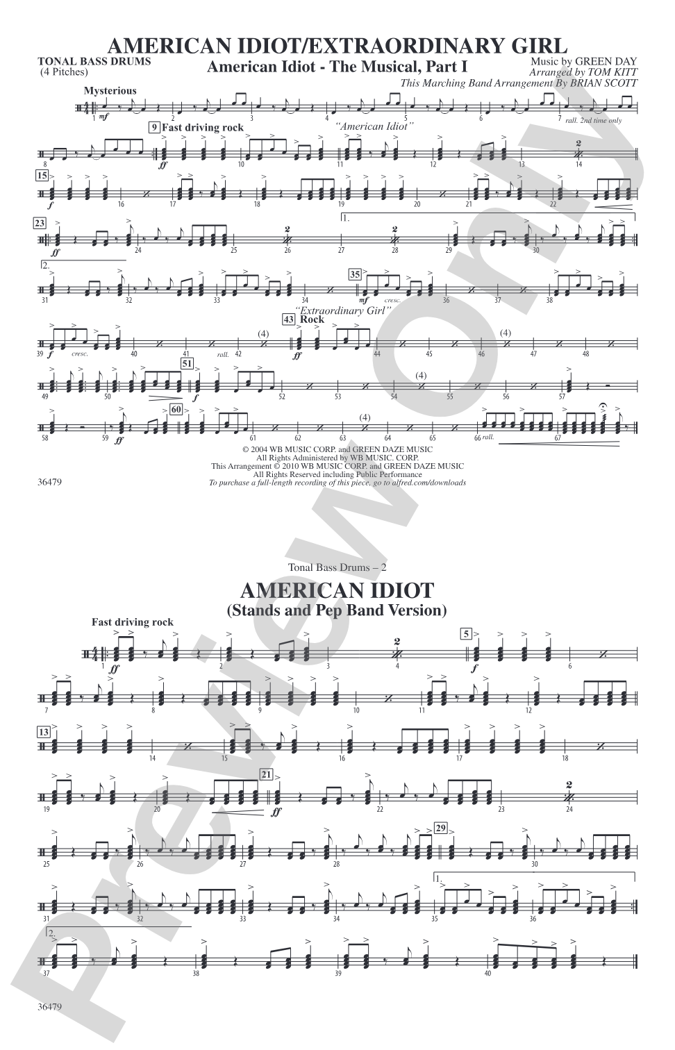 American Idiot / Extraordinary Girl: Tonal Bass Drum
