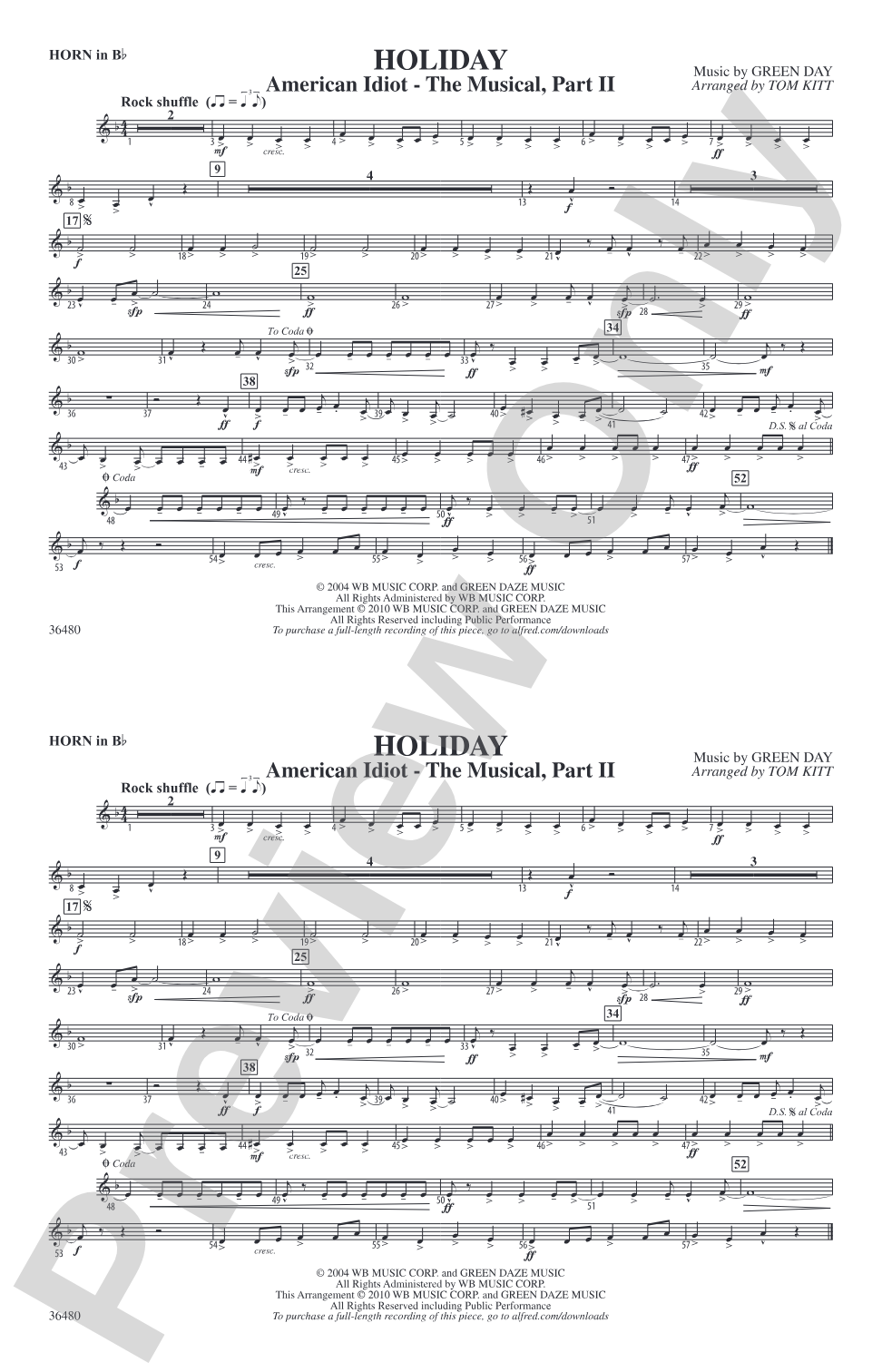 Holiday: Horn in B flat