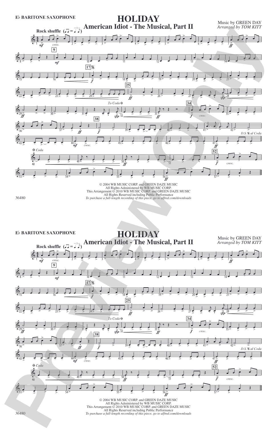 Holiday: E-flat Baritone Saxophone