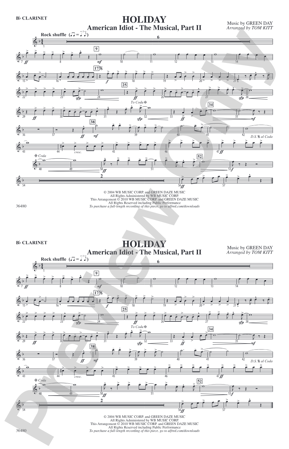 Holiday: 1st B-flat Clarinet