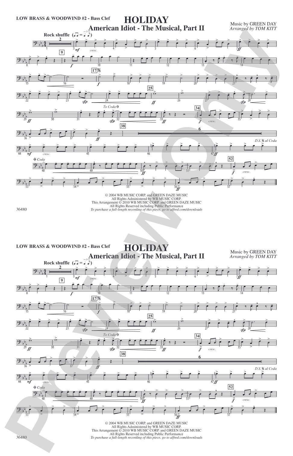 Holiday: Low Brass & Woodwinds #2 - Bass Clef