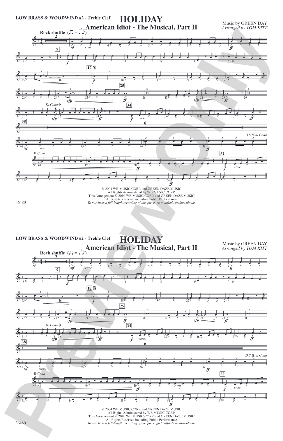 Holiday: Low Brass & Woodwinds #2 - Treble Clef