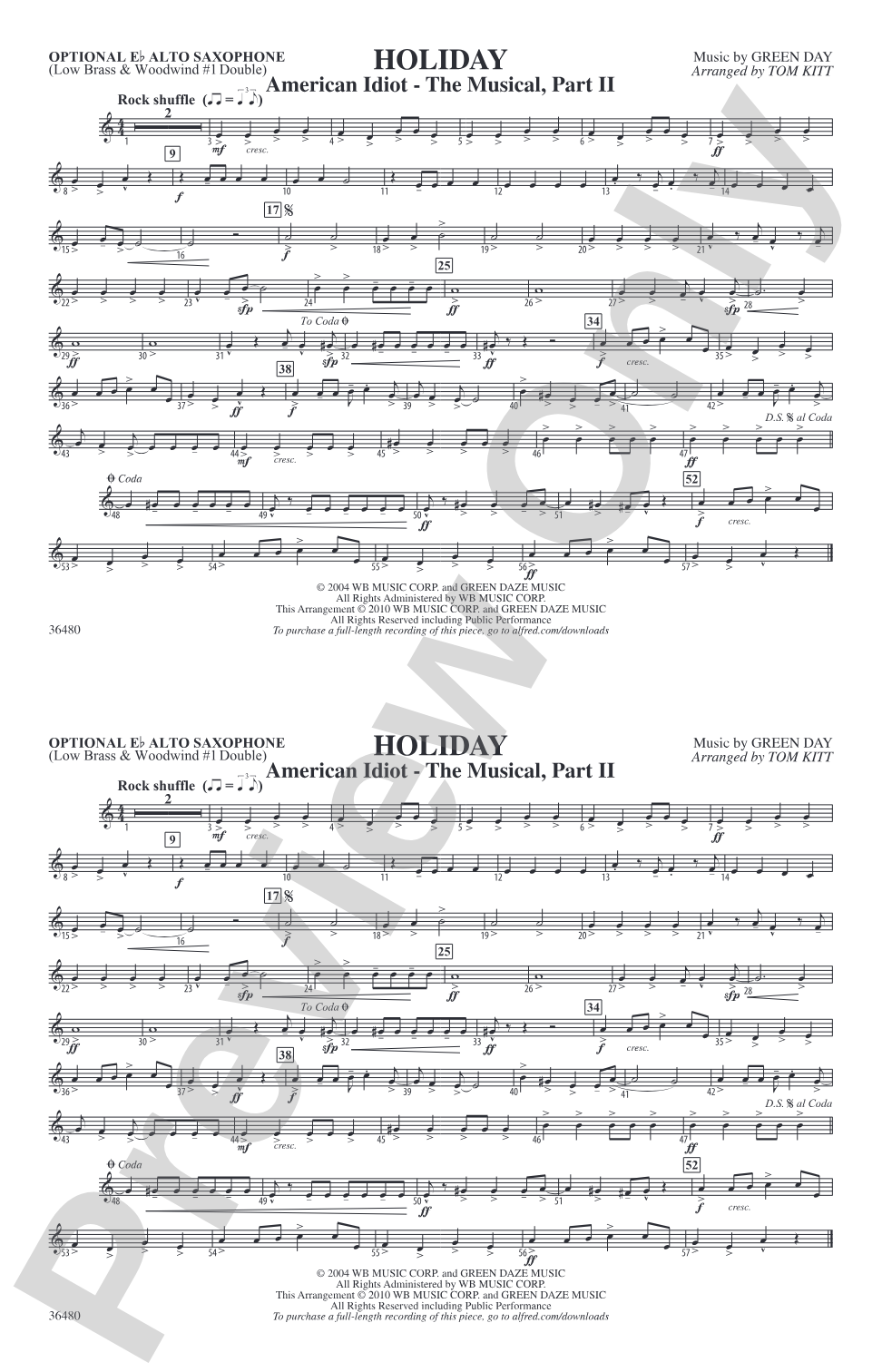 Holiday: Optional Alto Sax