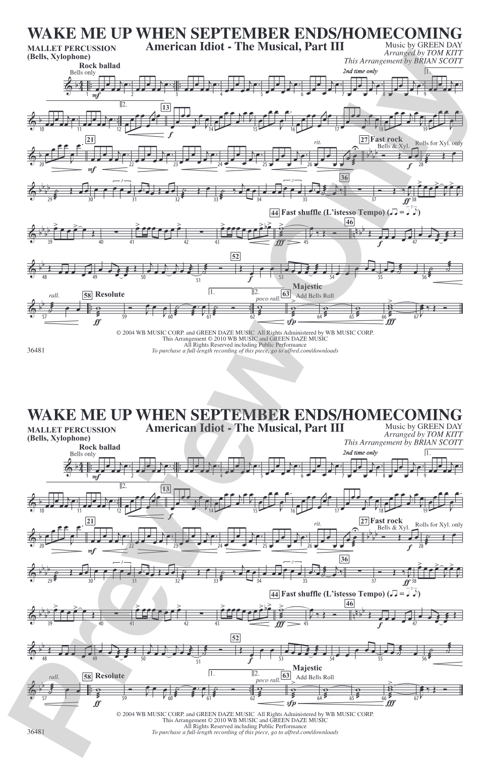 Wake Me Up When September Ends / Homecoming: Mallets