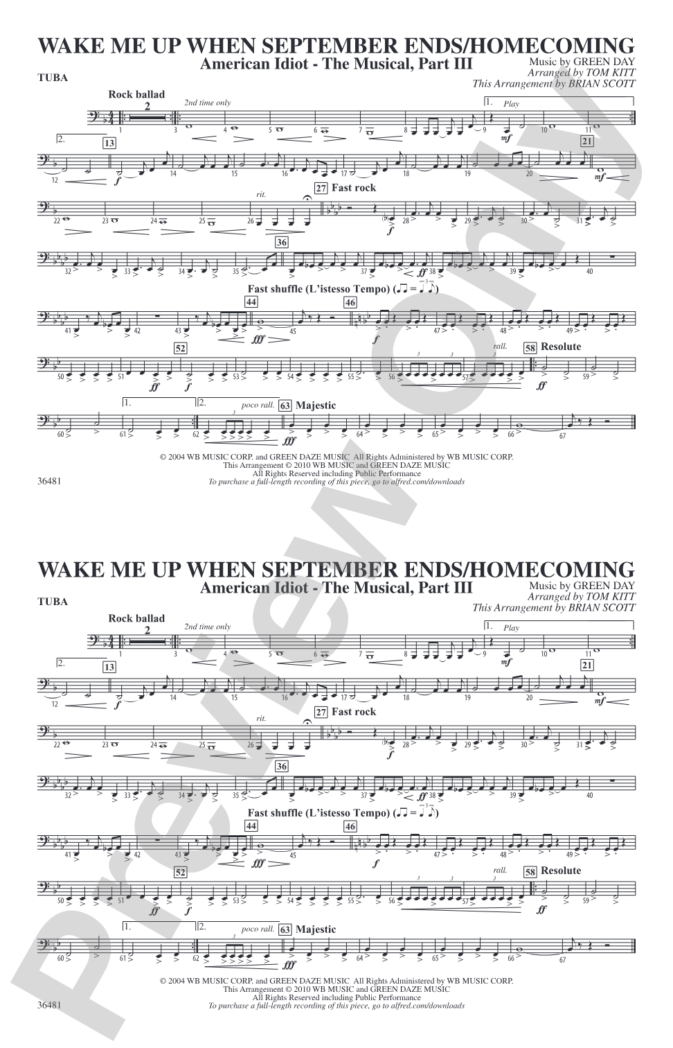 Wake Me Up When September Ends / Homecoming: Tuba