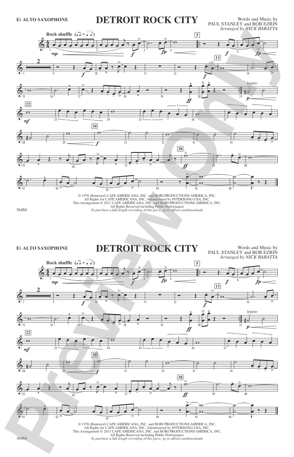 Detroit Rock City: E-flat Alto Saxophone