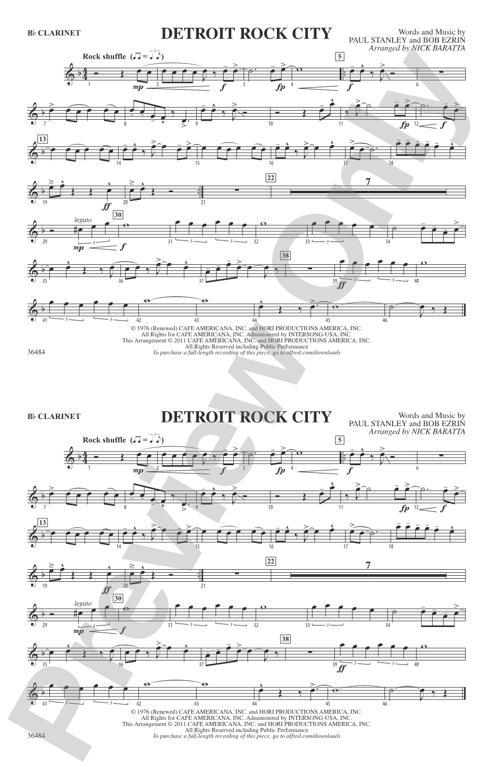 Detroit Rock City: 1st B-flat Clarinet