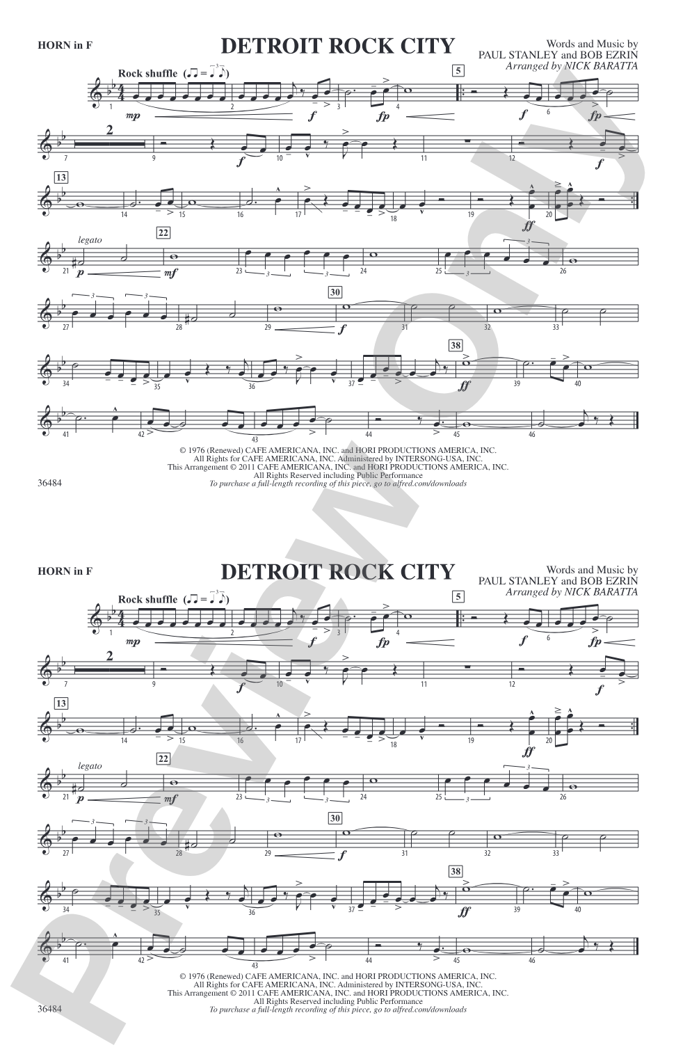 Detroit Rock City: 1st F Horn