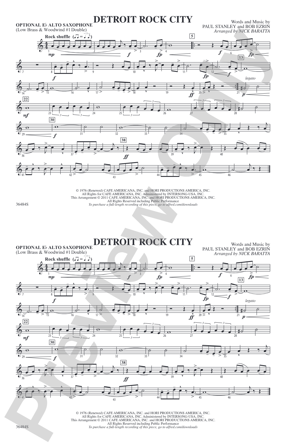 Detroit Rock City: Optional Alto Sax