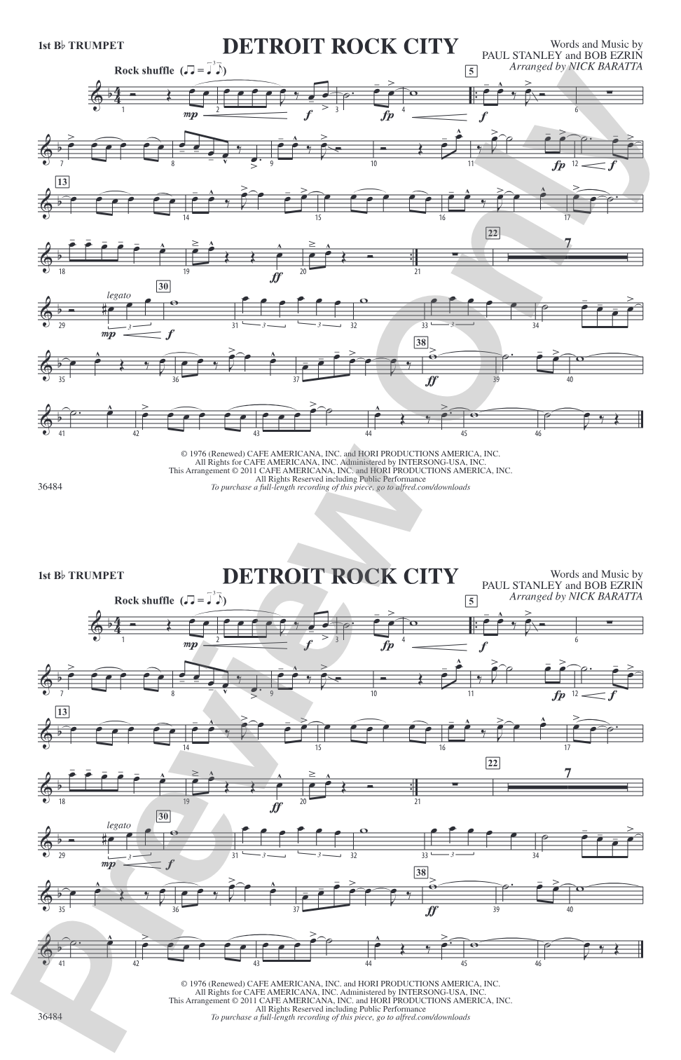 Detroit Rock City: 1st B-flat Trumpet