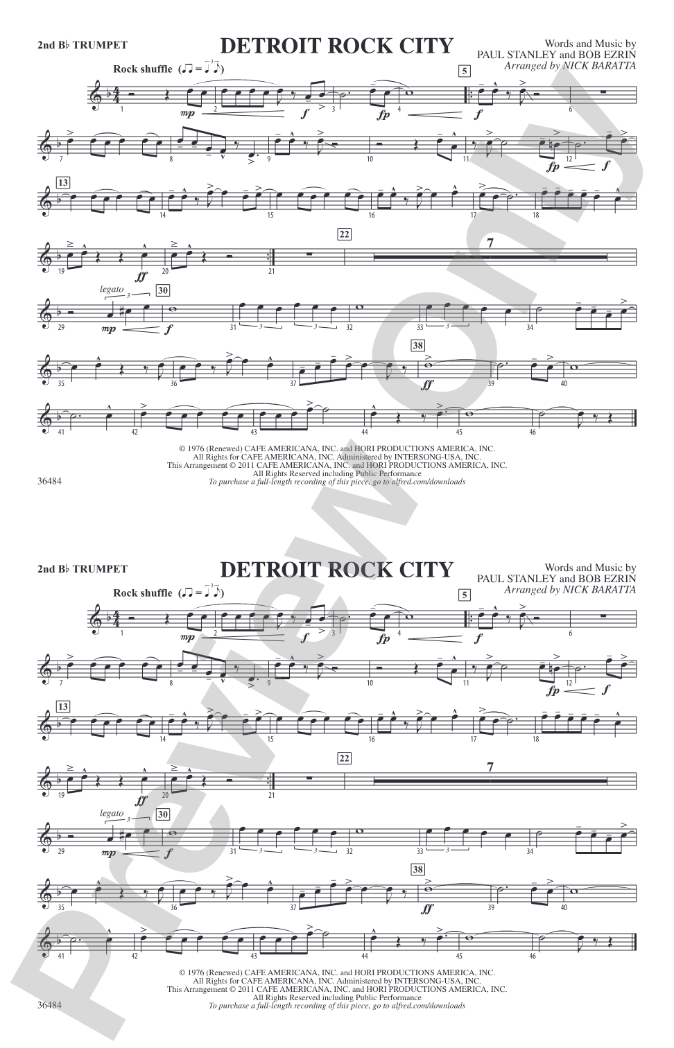 Detroit Rock City: 2nd B-flat Trumpet