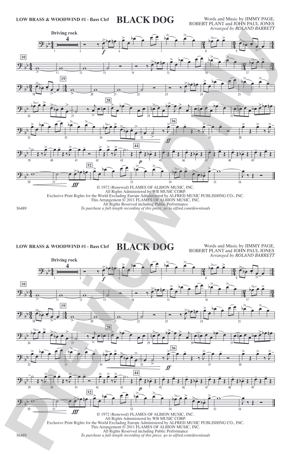 Black Dog: Low Brass & Woodwinds #1 - Bass Clef