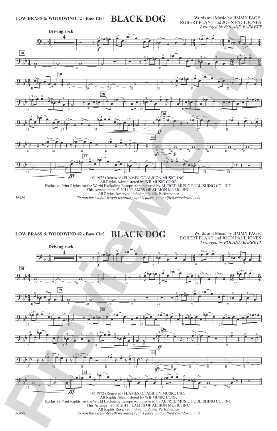 Black Dog: Low Brass & Woodwinds #2 - Bass Clef