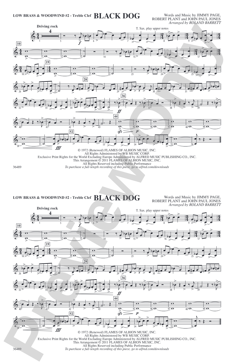 Black Dog: Low Brass & Woodwinds #2 - Treble Clef