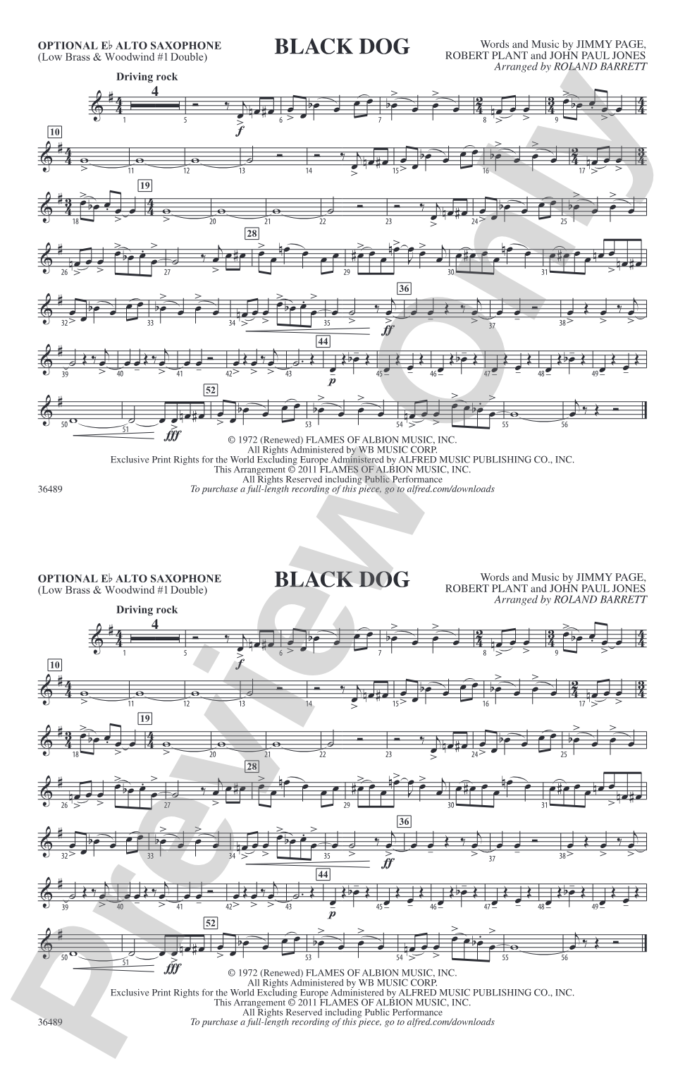 Black Dog: Optional Alto Sax
