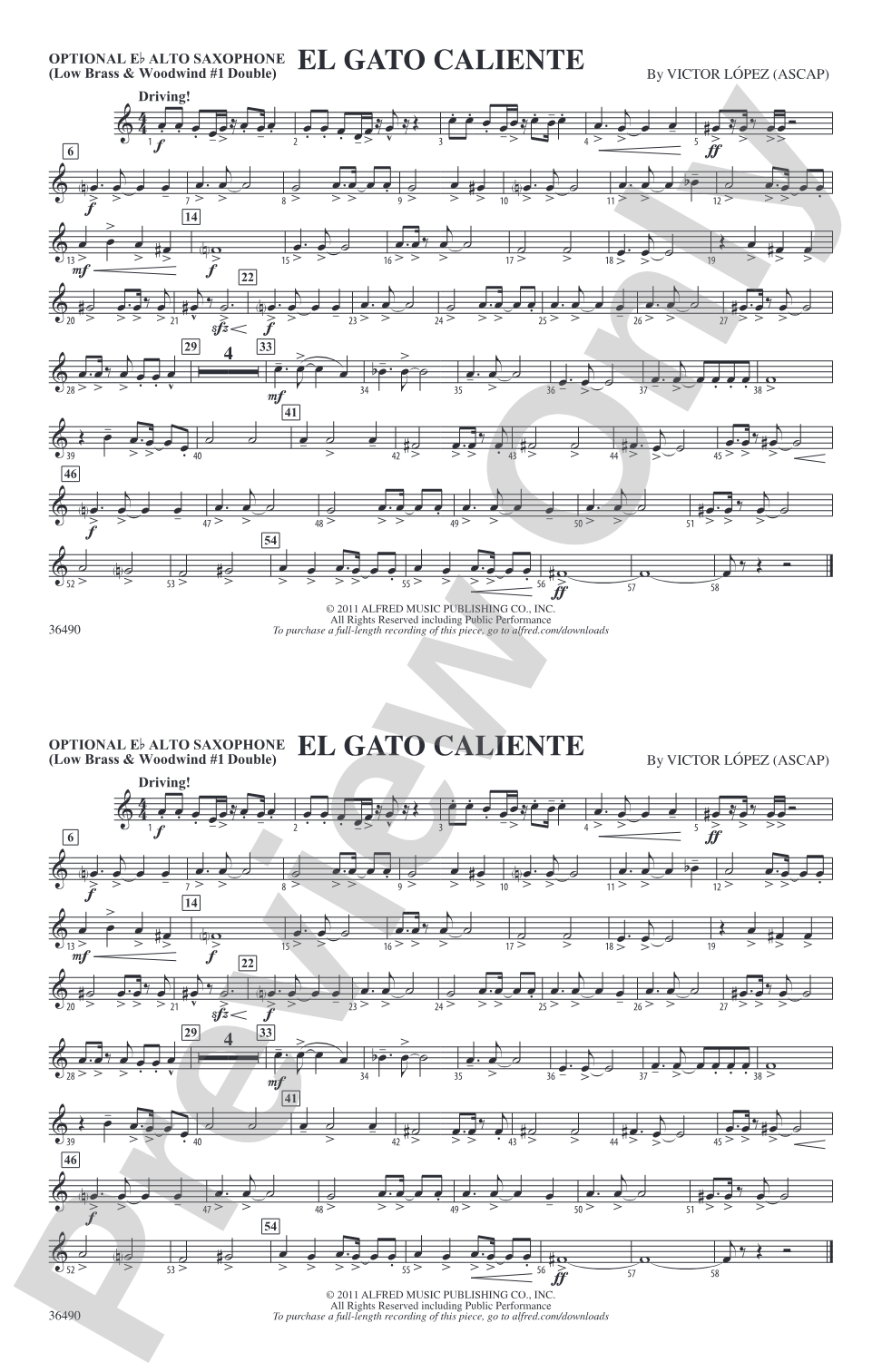 El Gato Caliente: Optional Alto Sax