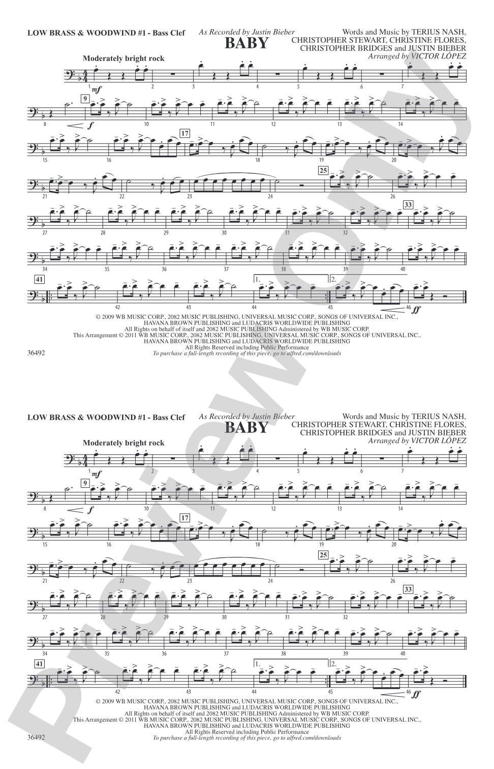 Baby: Low Brass & Woodwinds #1 - Bass Clef