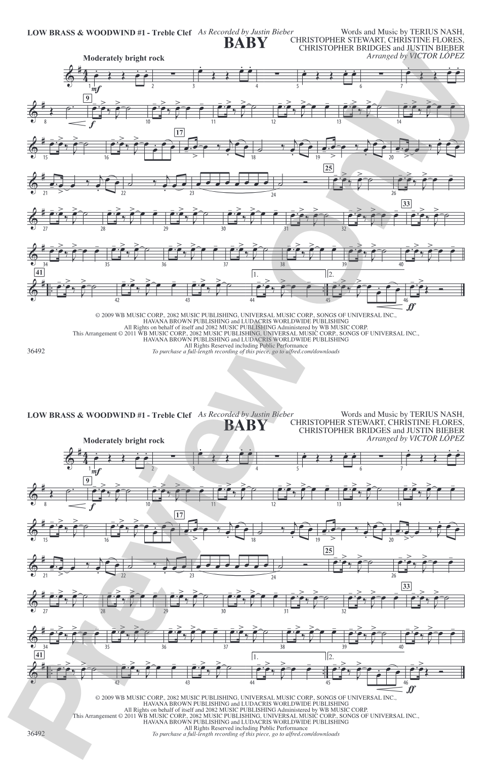 Baby: Low Brass & Woodwinds #1 - Treble Clef