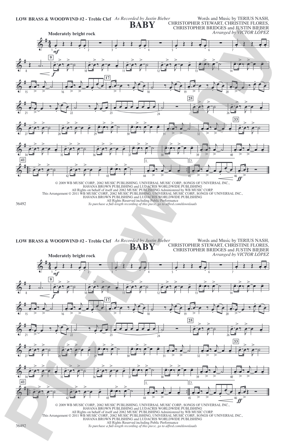 Baby: Low Brass & Woodwinds #2 - Treble Clef