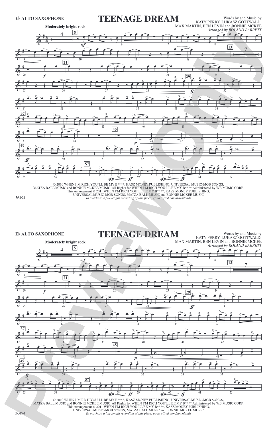 Teenage Dream: E-flat Alto Saxophone