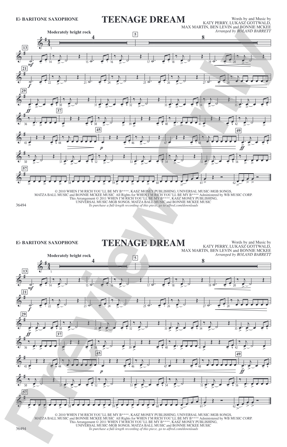Teenage Dream: E-flat Baritone Saxophone