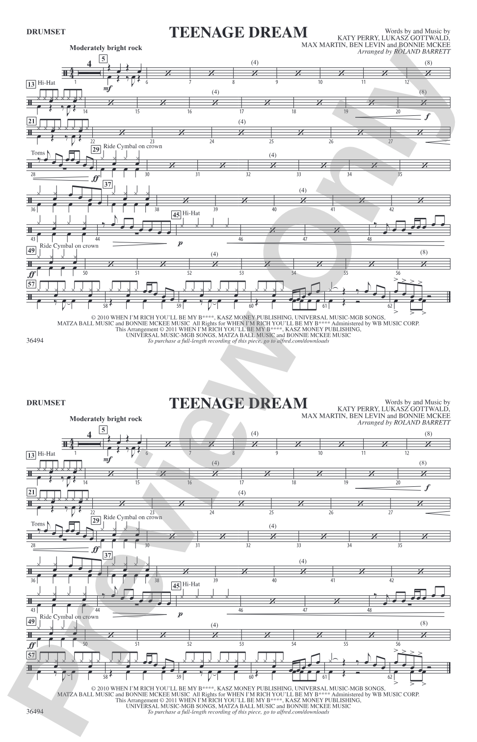 Teenage Dream: Drumset