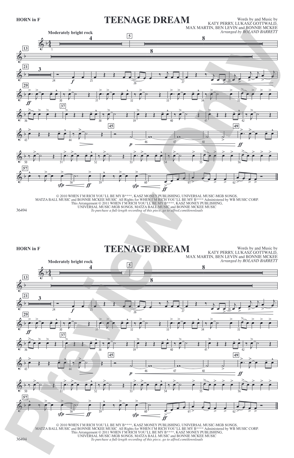 Teenage Dream: 1st F Horn