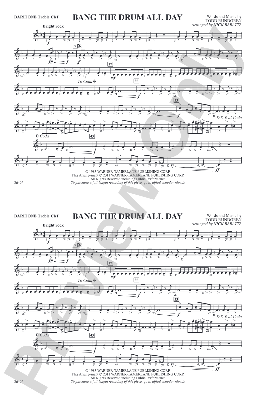 Bang the Drum All Day: Baritone T.C.