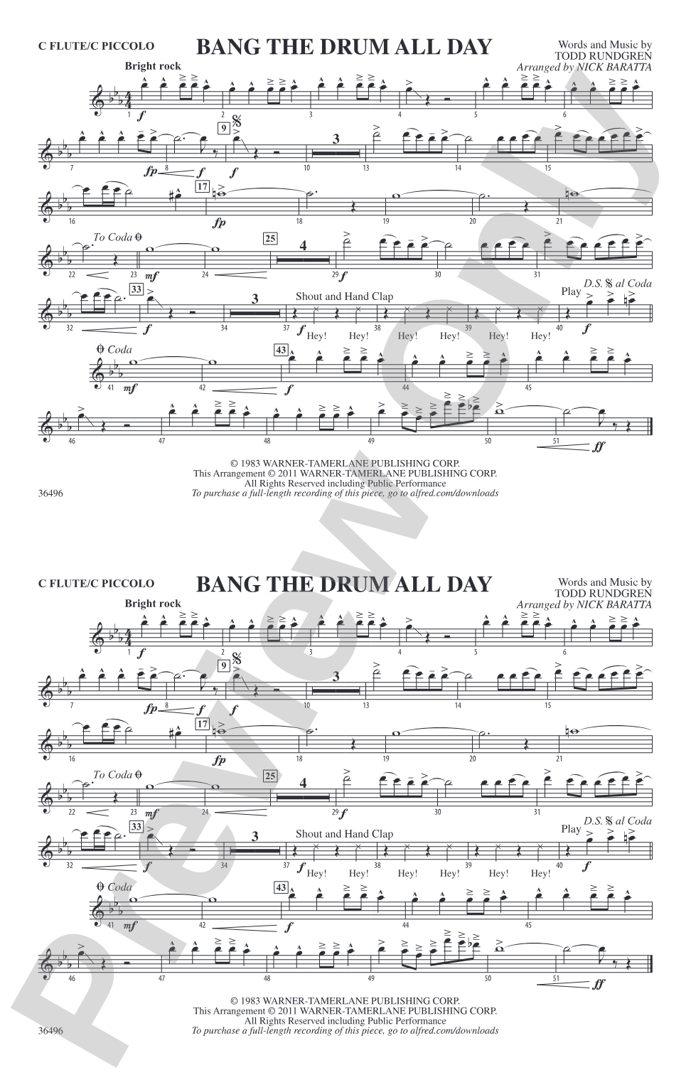 Bang the Drum All Day: Flute