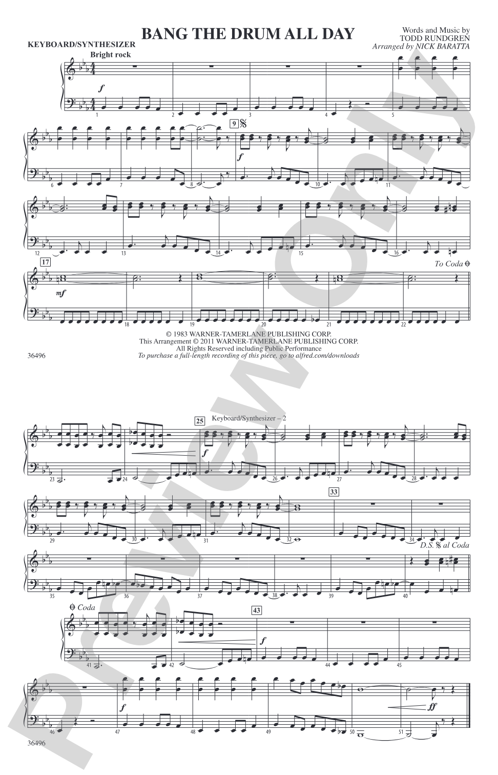 Bang the Drum All Day: Keyboard/Synthesizer