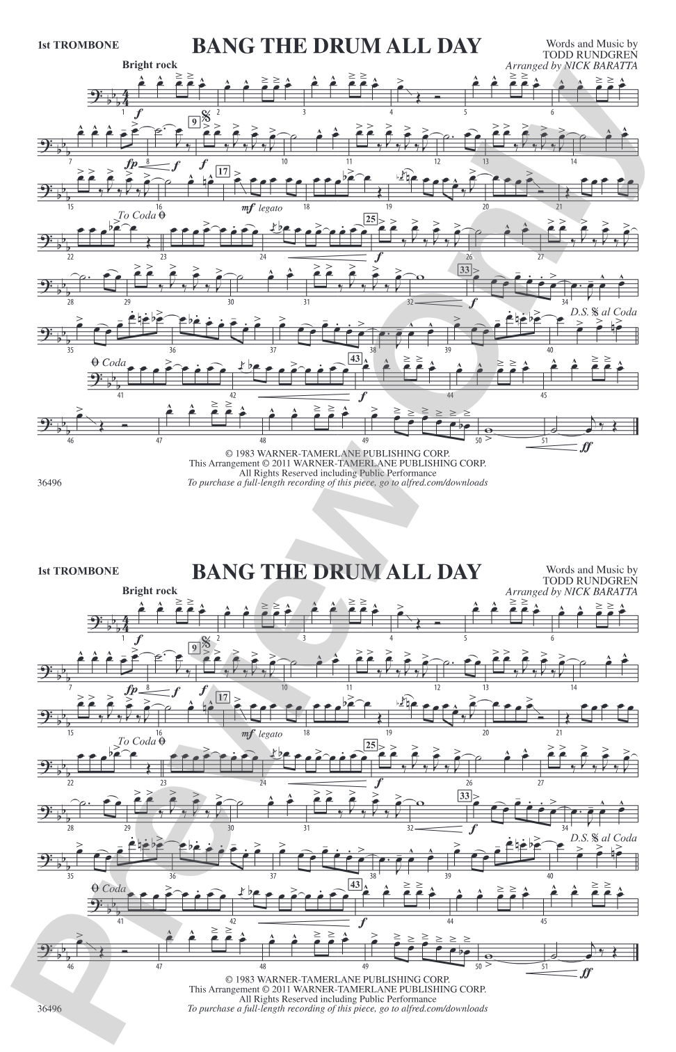Bang the Drum All Day: 1st Trombone
