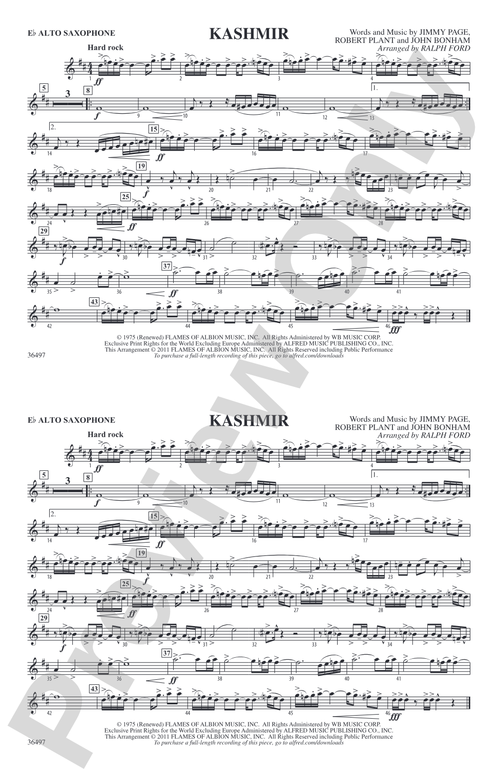 Kashmir: E-flat Alto Saxophone