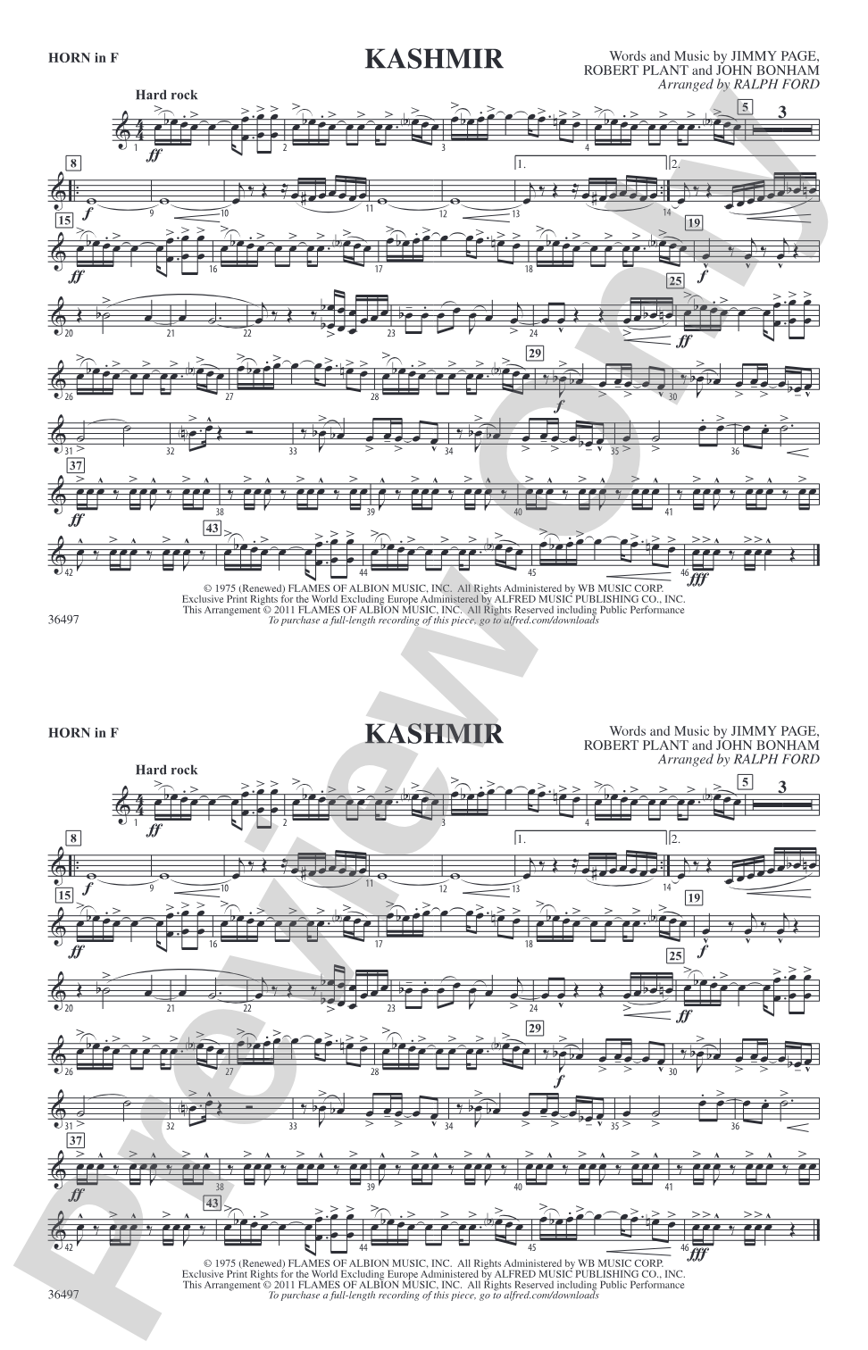 Kashmir: 1st F Horn