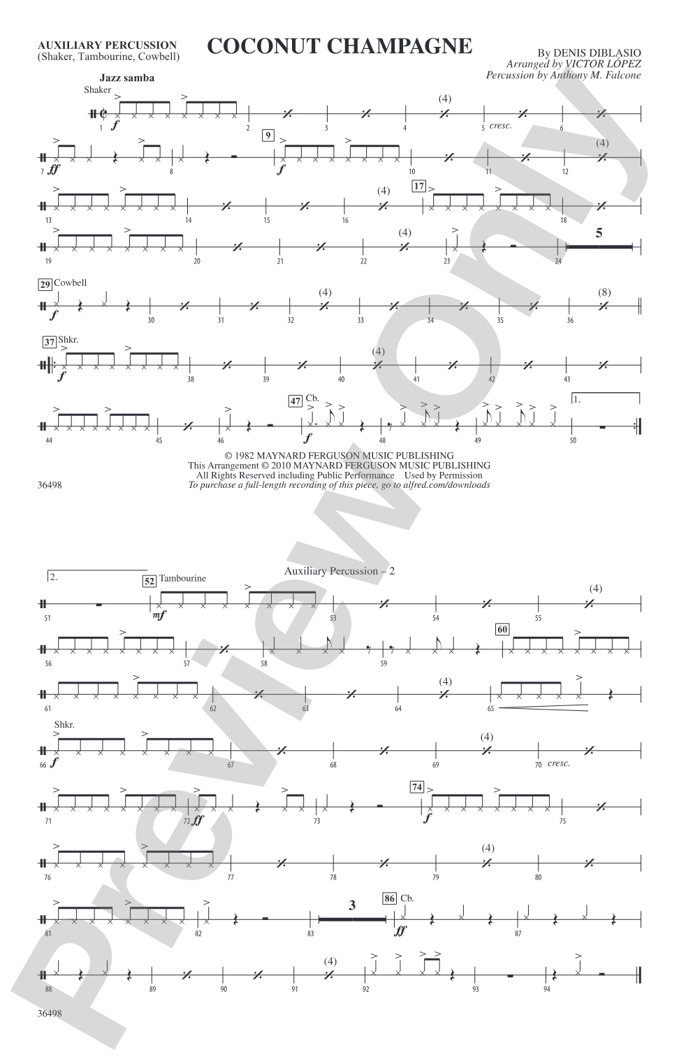 Coconut Champagne: Auxiliary Percussion