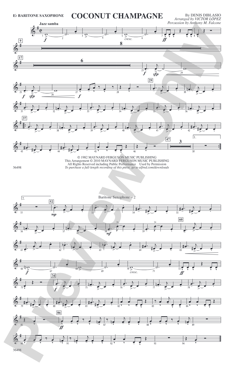 Coconut Champagne: E-flat Baritone Saxophone