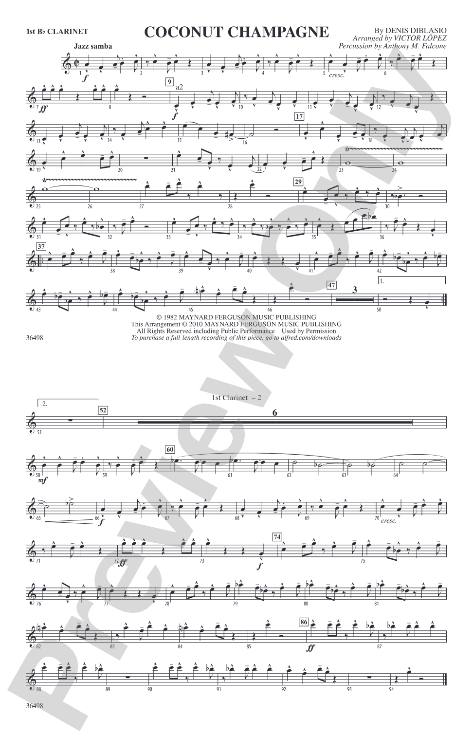 Coconut Champagne: 1st B-flat Clarinet