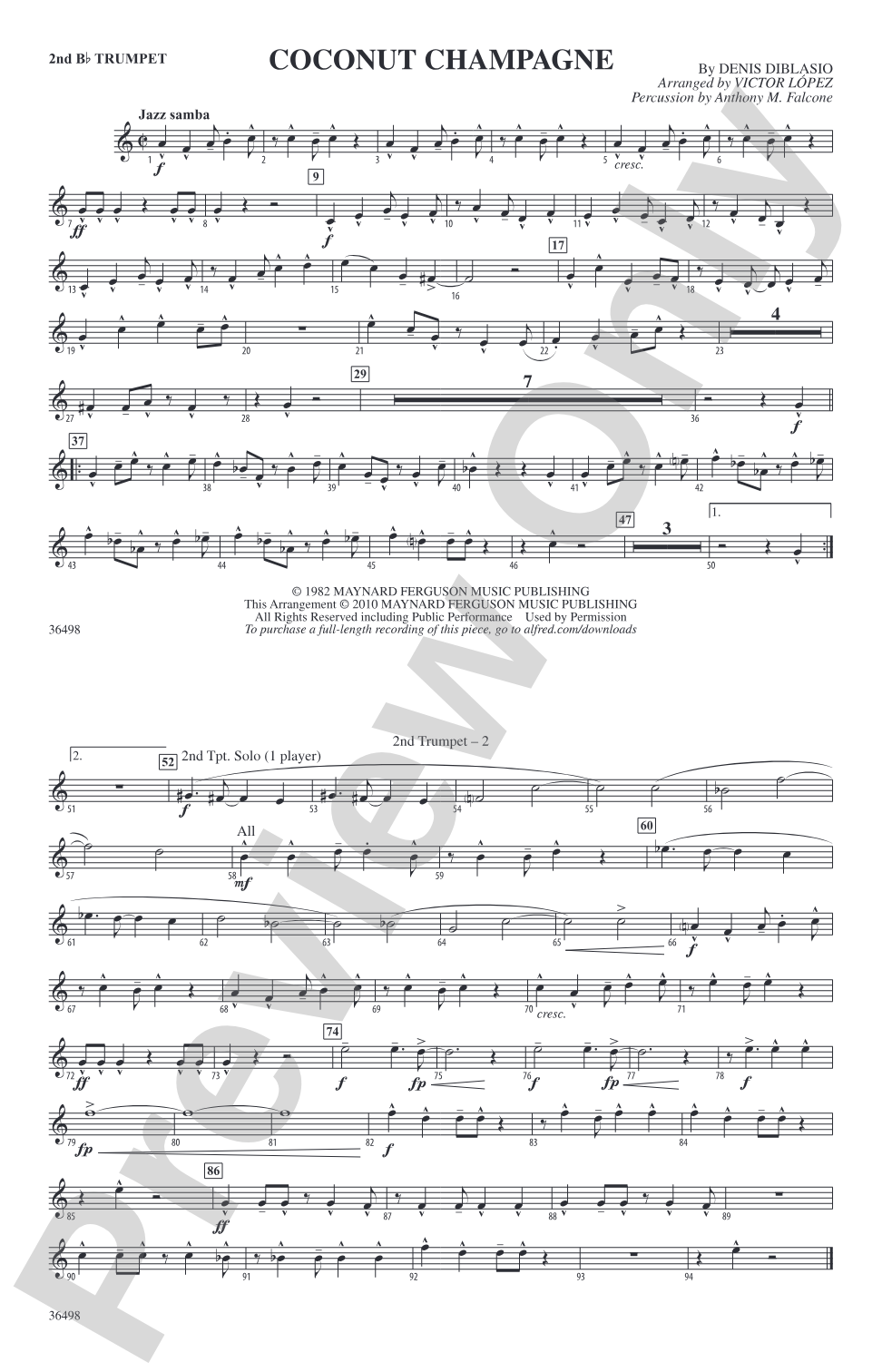 Coconut Champagne: 2nd B-flat Trumpet