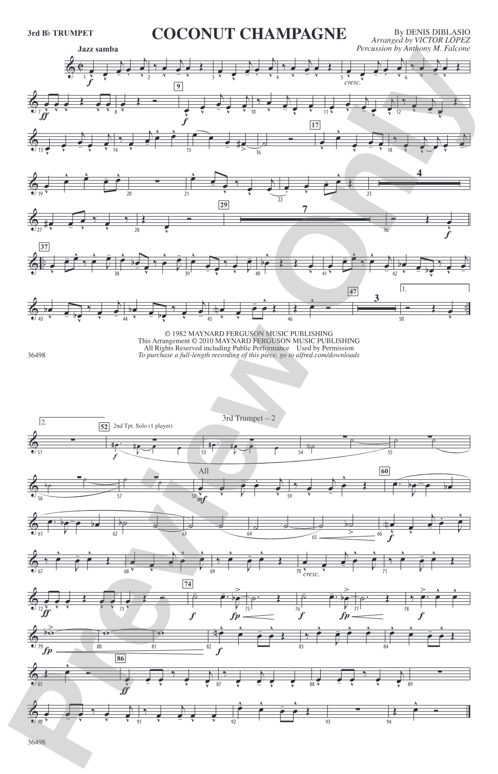 Coconut Champagne: 3rd B-flat Trumpet
