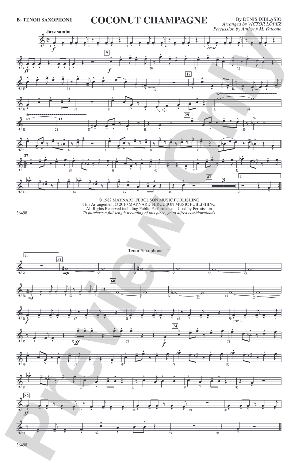 Coconut Champagne: B-flat Tenor Saxophone