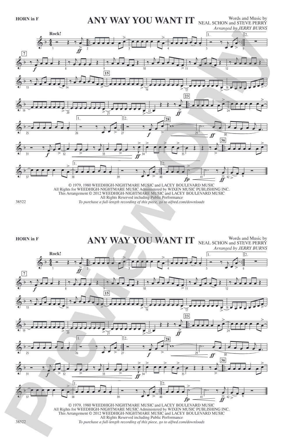 Any Way You Want It: 1st F Horn