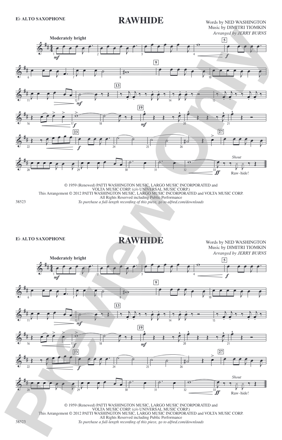 Rawhide: E-flat Alto Saxophone