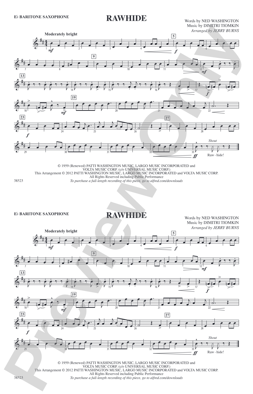 Rawhide: E-flat Baritone Saxophone