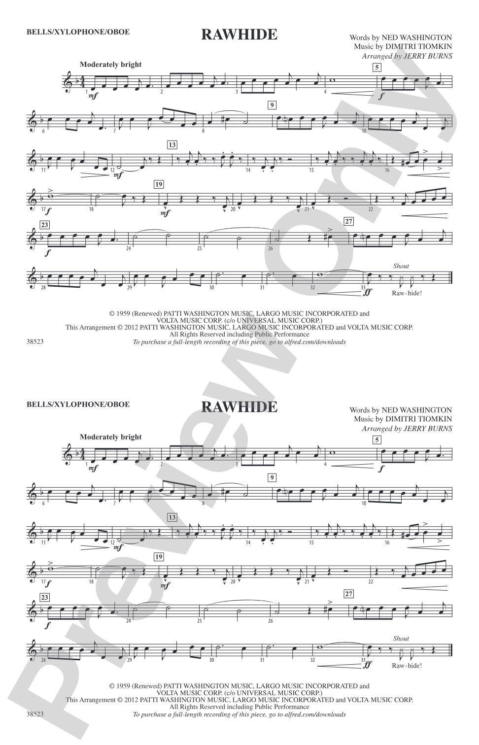 Rawhide: Bells/Xylophone/Oboe