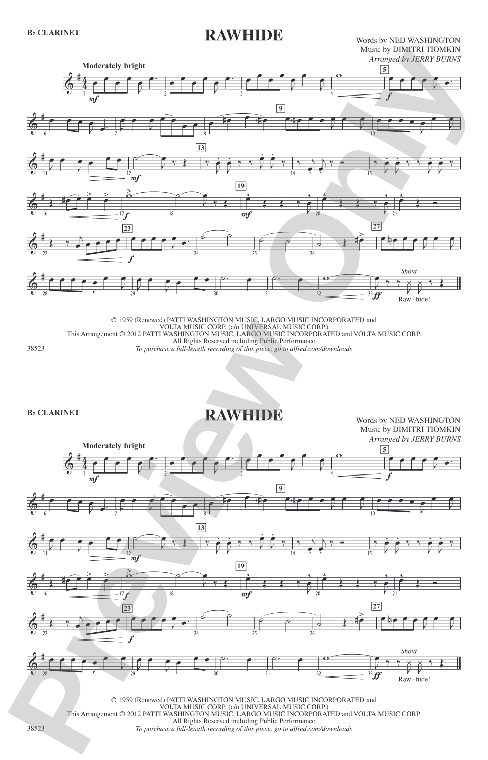 Rawhide: 1st B-flat Clarinet