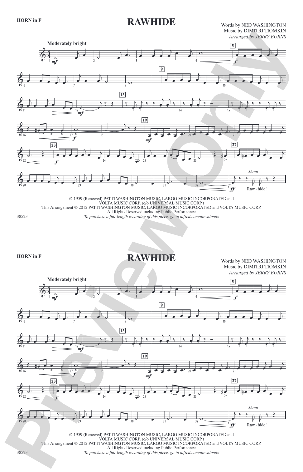 Rawhide: 1st F Horn