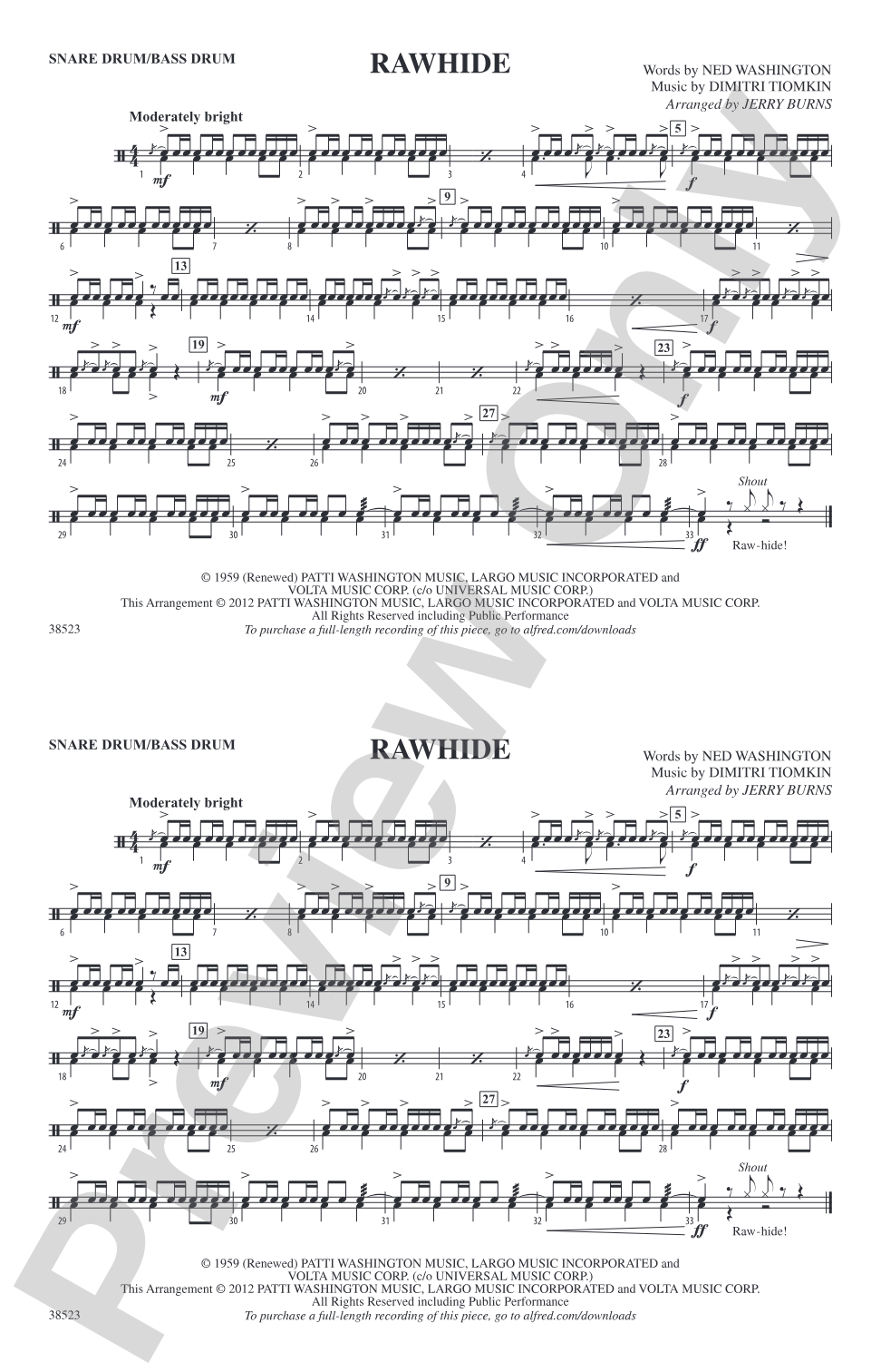 Rawhide: Snare Drum/Bass Drum