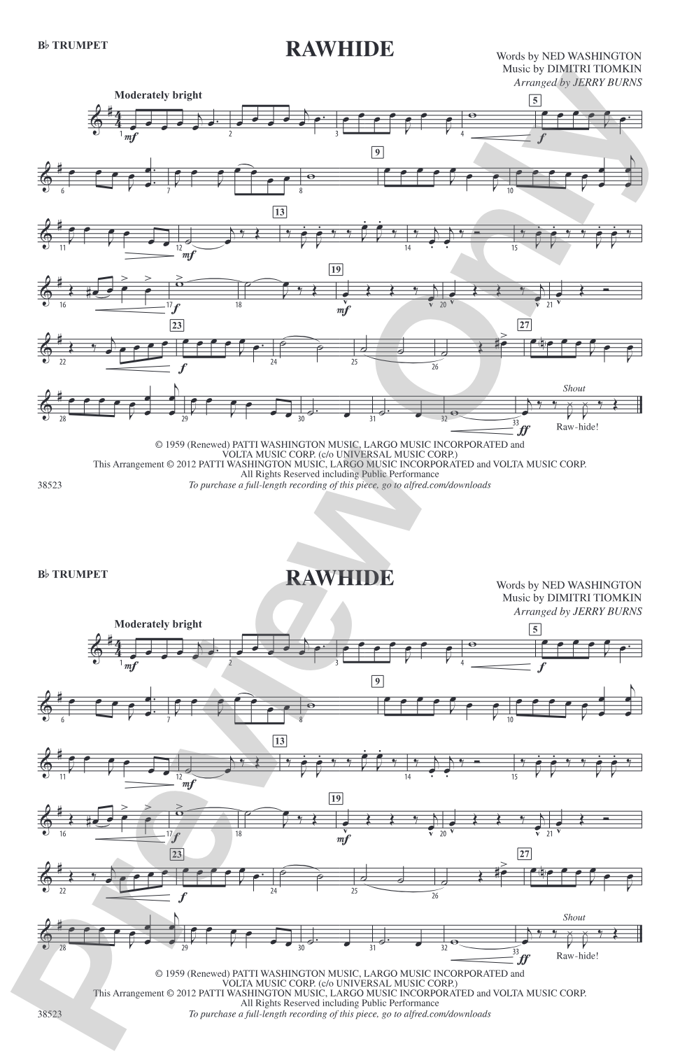 Rawhide: 1st B-flat Trumpet